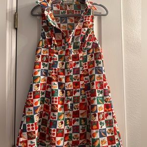 Button down food print dress